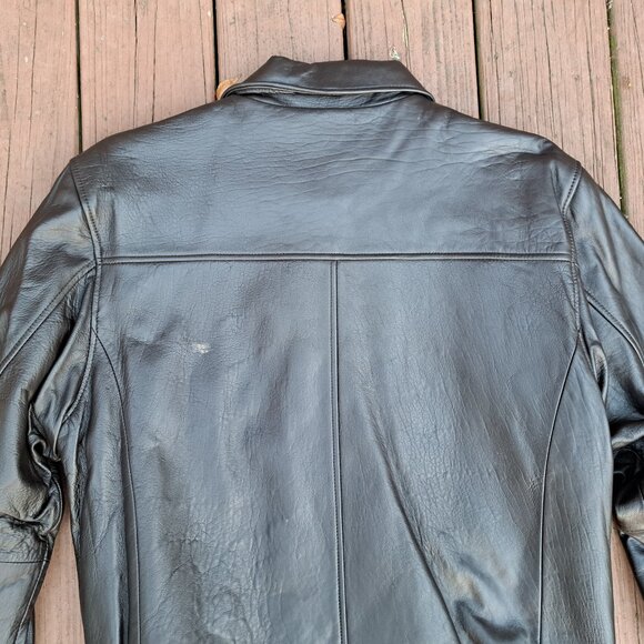 %Vintage Excelled Bomber Jacket Men Chocolate Brown Leather Size Large - Picture 4 of 8